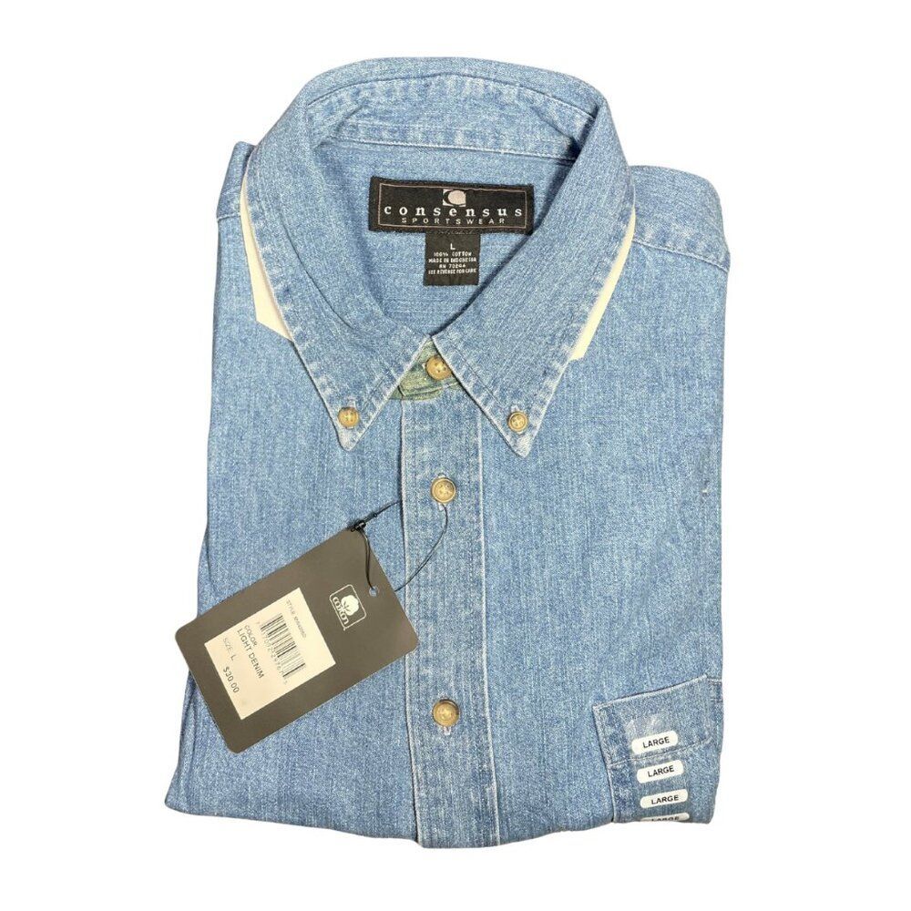 Consensus Denim Button‑Down Shirt – Size Large NWT - image 1